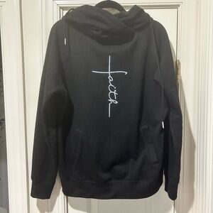 Black Hoodie with White Faith Script